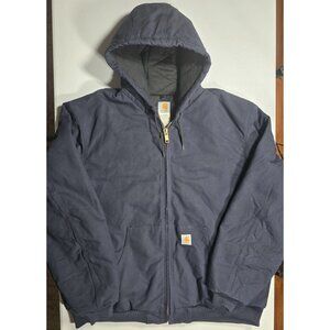 Carhartt J140 DNY Vtg Full Zip Canvas Hooded Lined Work Coat Jacket Men 2XL Tall